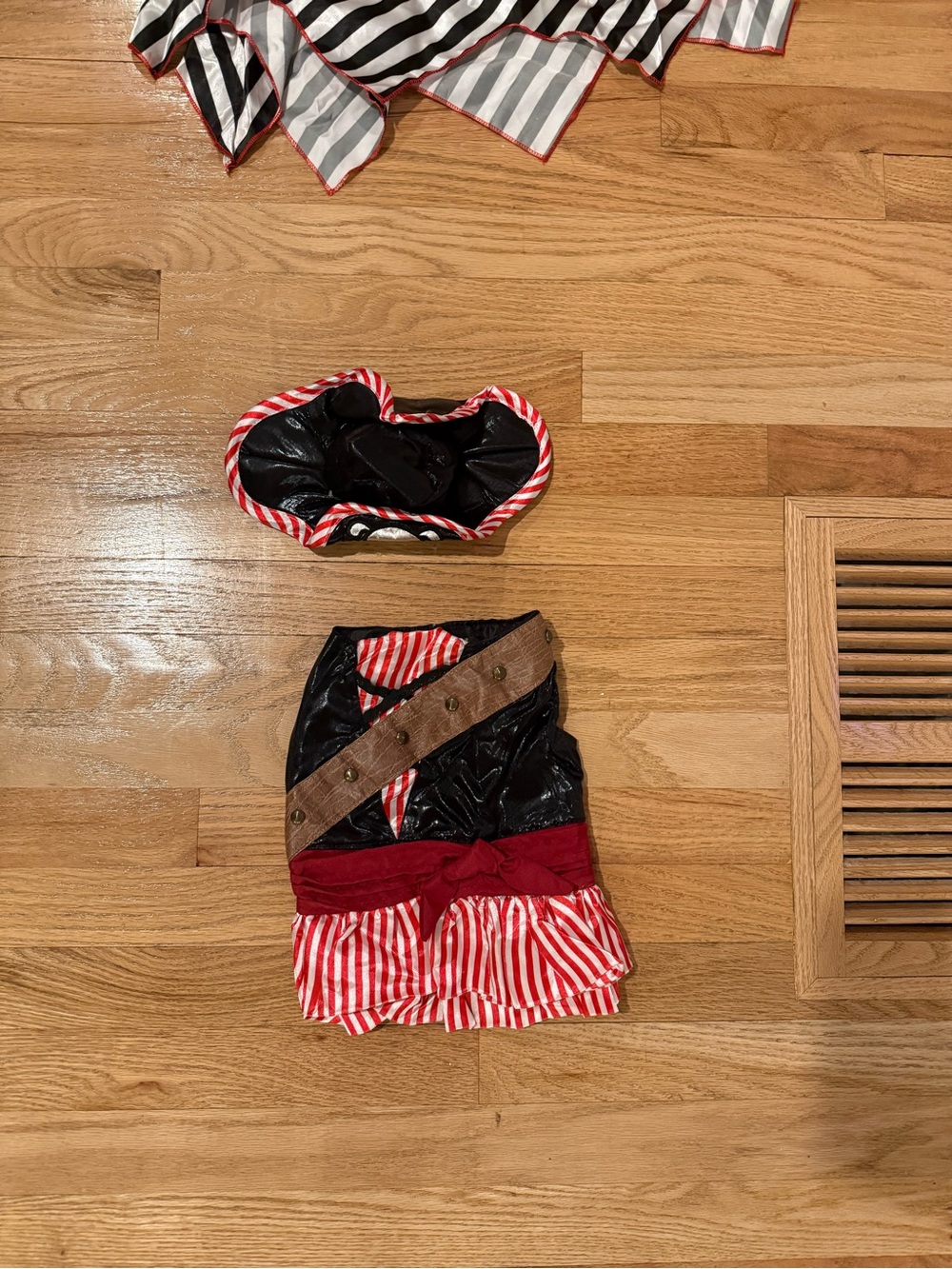 Dog/cat Pirate Costume Dress with Striped Skirt - Black and Red